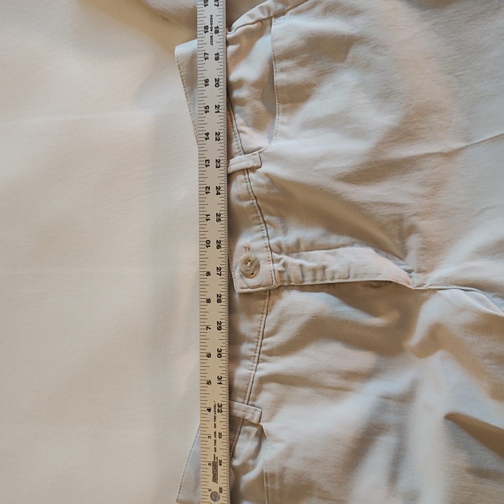 Lee Khaki Crop Pants Size 16 P Straight Leg Flat Front Casual Office Classic - Picture 7 of 13